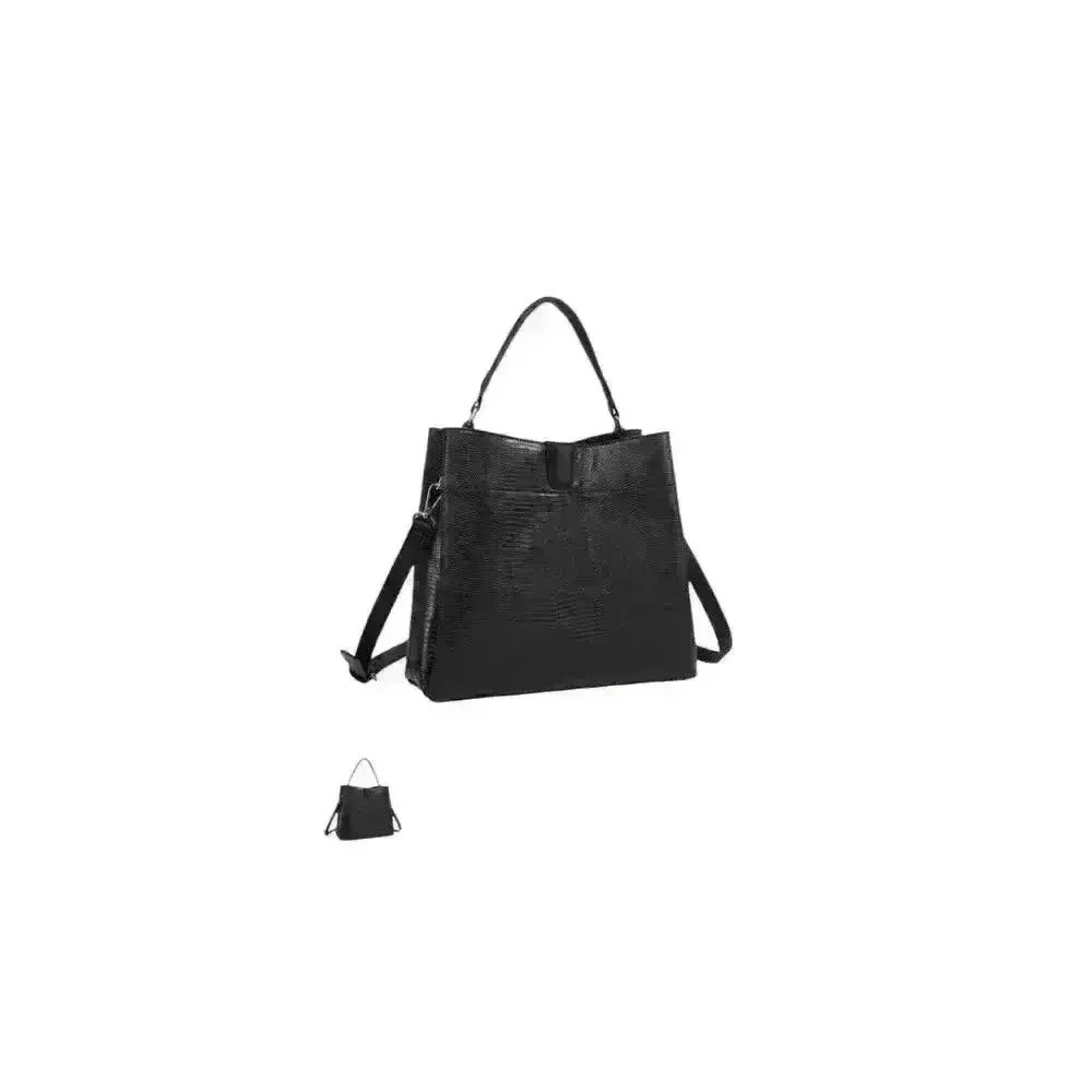 Jen & Co Tati Lizard Black Satchel Vegan Adjustable And Detachable Strap.